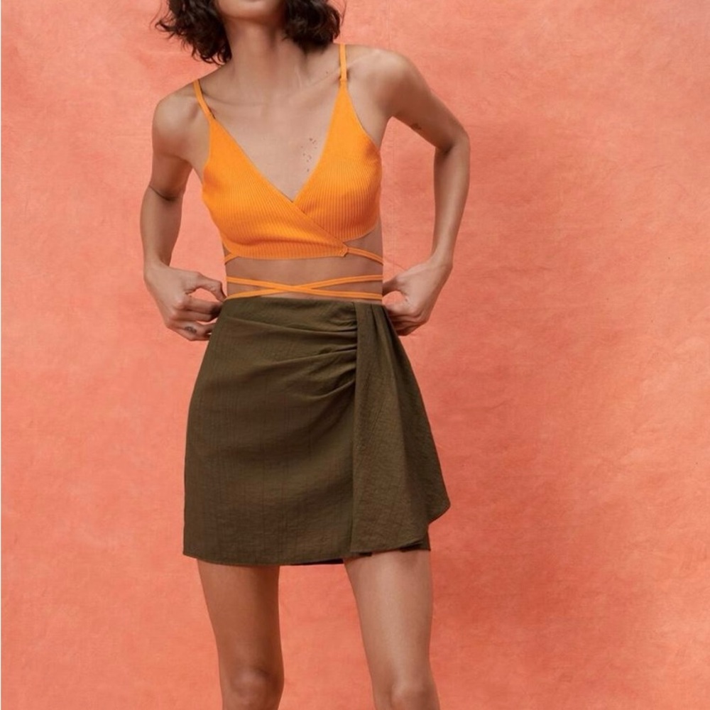 Zara Olive Mini Skirt